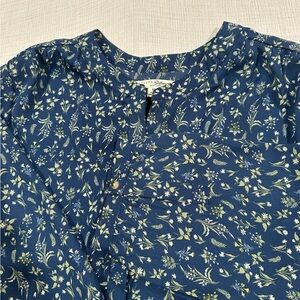 Jachs Deep Blue Floral Button Down Blouse Shirt • Size Medium • Cottagecore